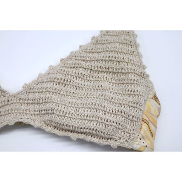 Xhilaration Beige Crochet Bralette Bikini Top Medium Adjustable Straps - Picture 3 of 8